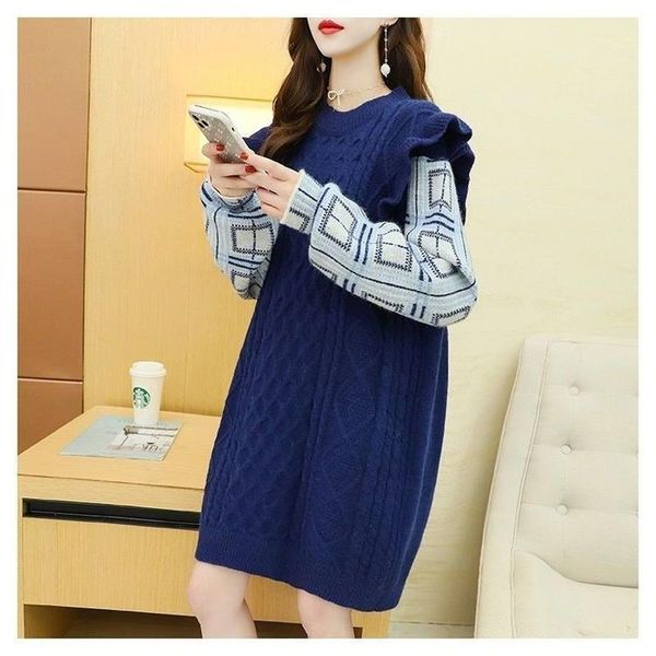 casual dresses 2021 autumn and winter clothing fake two-piece sweater ladies pullover plaid long-sleeved round neck dress female leisure, Black;gray
casual dresses 2021 autumn and winter clothing fake two-piece sweater ladies pullover plaid long-sleeved round neck dress female leisure, Black;gray