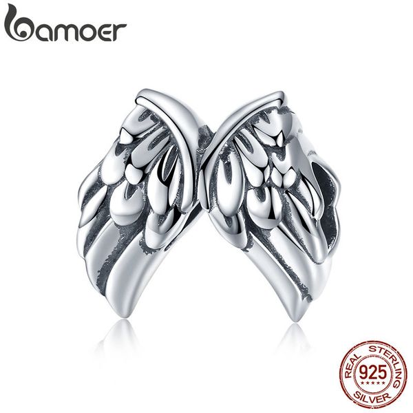 bamoer authentic 925 sterling silver vintage angel wings feathers beads charms fit women bracelets bangles jewelry scc1091 q0531, Black
bamoer authentic 925 sterling silver vintage angel wings feathers beads charms fit women bracelets bangles jewelry scc1091 q0531, Black