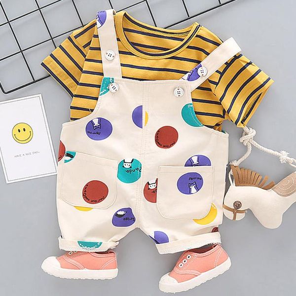 40# baby clothes boy girl dot kid letter printing striped short sleeve + strap shorts two pieces summer outfits clothing set, White
40# baby clothes boy girl dot kid letter printing striped short sleeve + strap shorts two pieces summer outfits clothing set, White