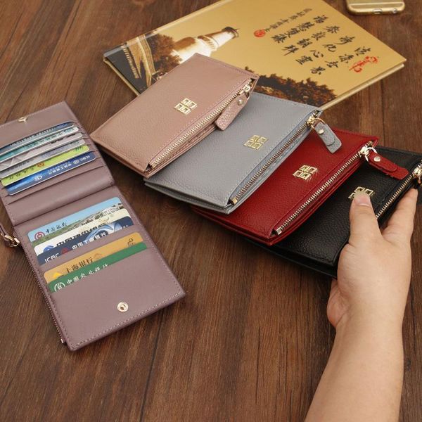card holders bag women's multi ultra thin purse short zipper simple two fold wallet fashion, Brown;gray
card holders bag women's multi ultra thin purse short zipper simple two fold wallet fashion, Brown;gray