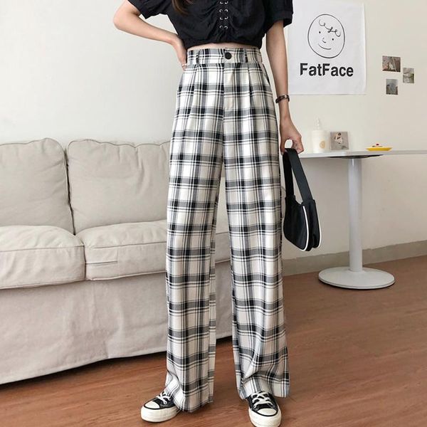simple vintage plaid pants causal long women pants street straight wide leg punk hip hop trousers bf korea wind summer autumn, Black;white
simple vintage plaid pants causal long women pants street straight wide leg punk hip hop trousers bf korea wind summer autumn, Black;white