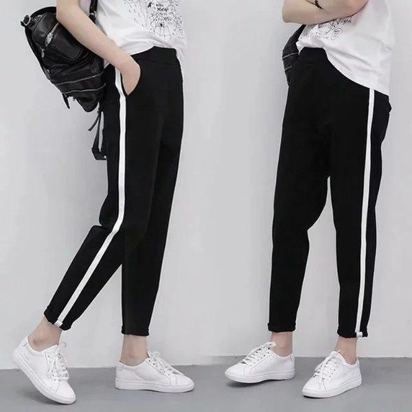 women's pants & capris 2021 spring womens sweatpants thin track pantalones mujer cintura alta black harem, Black;white
women's pants & capris 2021 spring womens sweatpants thin track pantalones mujer cintura alta black harem, Black;white