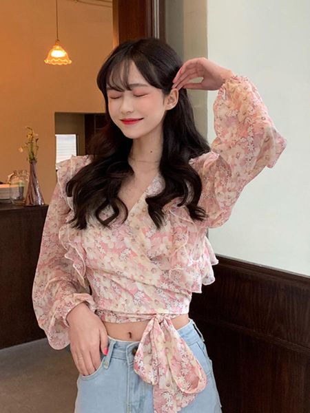 women's blouses & shirts blouse women shirt korean version retro v-neck floral short ladies bl051, White
women's blouses & shirts blouse women shirt korean version retro v-neck floral short ladies bl051, White