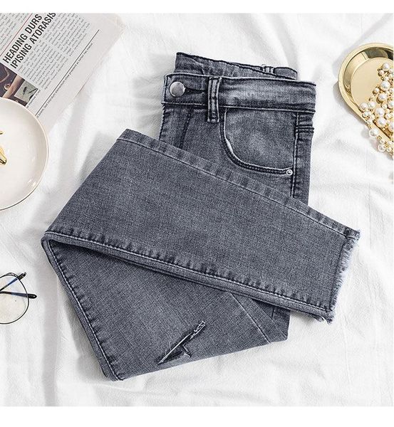 women's jeans 2021 cowgirl trousers hole korean fashion buttons pencil pants gray denim stretch lady, Blue
women's jeans 2021 cowgirl trousers hole korean fashion buttons pencil pants gray denim stretch lady, Blue