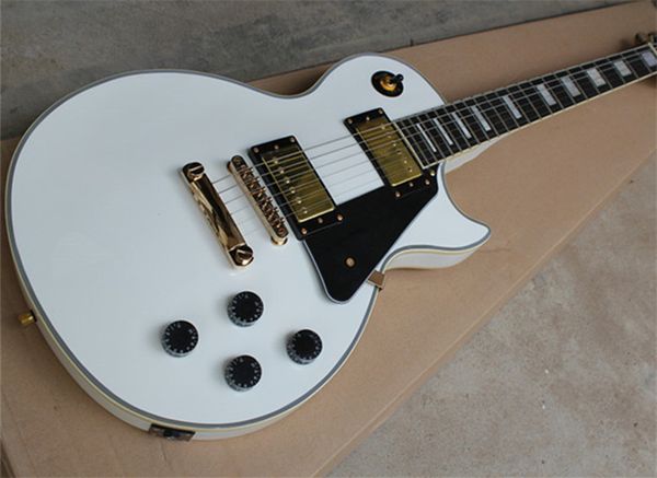 ebony fingerboard custom shop white electric guitar mahogany body neck golden hardware black pickguard 6 strings
ebony fingerboard custom shop white electric guitar mahogany body neck golden hardware black pickguard 6 strings