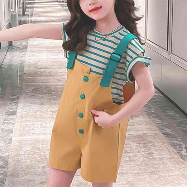 clothing sets korean style striped short-sleeved short overalls 2pcs for girls kids clothes 210528, White
clothing sets korean style striped short-sleeved short overalls 2pcs for girls kids clothes 210528, White