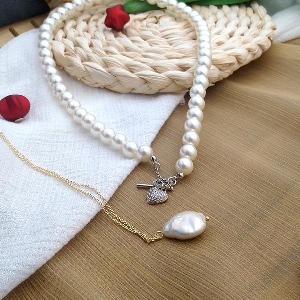 pendant necklaces origin summer temperament simulation pearl beaded necklace for women irregular gold color metallic jewelry, Silver
pendant necklaces origin summer temperament simulation pearl beaded necklace for women irregular gold color metallic jewelry, Silver