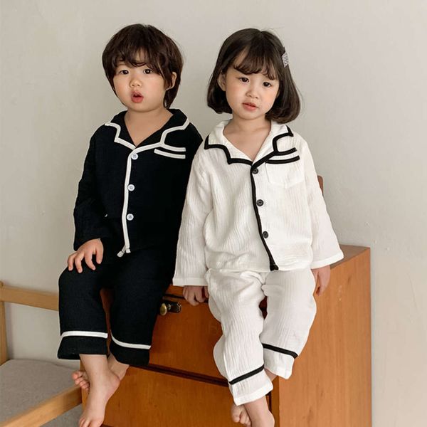 pajamas boys spring autumn cotton gauze thin girl's long sleeve suit children's air conditioning home clothes, Blue;red
pajamas boys spring autumn cotton gauze thin girl's long sleeve suit children's air conditioning home clothes, Blue;red