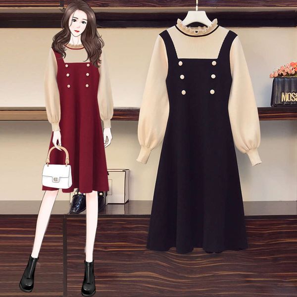 large women's autumn and winter 2020 new knitted dress with sweater backing for fat people's skirt foreign style, Black;gray
large women's autumn and winter 2020 new knitted dress with sweater backing for fat people's skirt foreign style, Black;gray