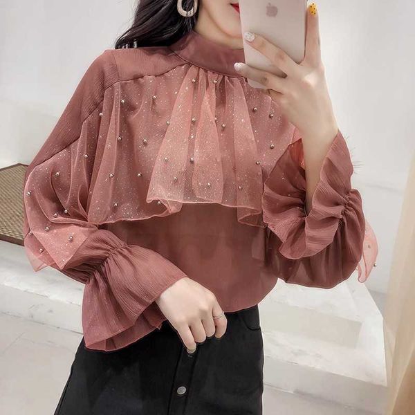 spring women's sweet polka dot ruffles beading gauze shirts female vintage flare sleeve lace blouse 210601, White
spring women's sweet polka dot ruffles beading gauze shirts female vintage flare sleeve lace blouse 210601, White