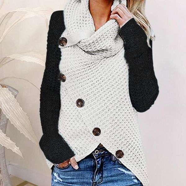 women's sweaters autumn button cowl neck oversized women casual long sleeve asymmetric wrap pullover sweater jumper winter clothes, White;black
women's sweaters autumn button cowl neck oversized women casual long sleeve asymmetric wrap pullover sweater jumper winter clothes, White;black