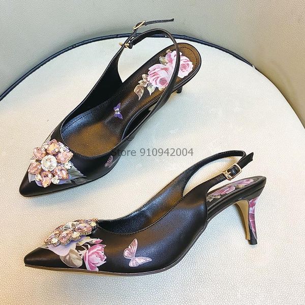 dress shoes summer women stiletto heels slingbacks pointed toe ladies high heel flower printed pumps 6cm crystal, Black
dress shoes summer women stiletto heels slingbacks pointed toe ladies high heel flower printed pumps 6cm crystal, Black