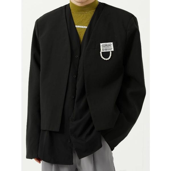 men's suits & blazers men 2 pieces splice design suit coat male korean streetwear hip hop chic fashion party jacket blazer man overcoat, White;black
men's suits & blazers men 2 pieces splice design suit coat male korean streetwear hip hop chic fashion party jacket blazer man overcoat, White;black