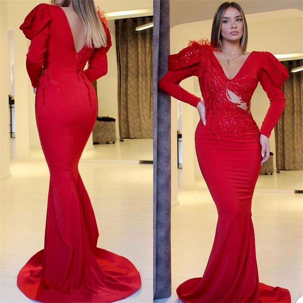red chic mermaid prom dresses long sleeves feather evening dresses beads appliqued dubai arabic sweep train custom made pageant gown, Black;red
red chic mermaid prom dresses long sleeves feather evening dresses beads appliqued dubai arabic sweep train custom made pageant gown, Black;red
