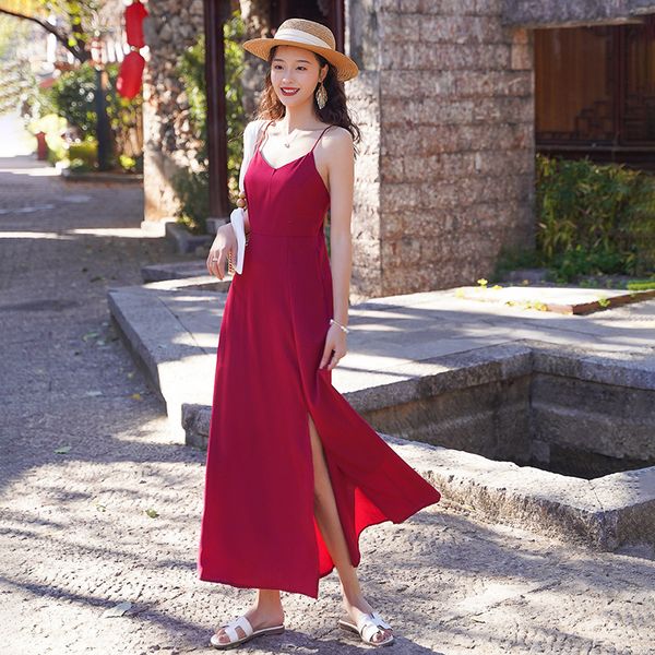 beach dress for women 2020 new seaside holiday slimming backless strap dress slit dress xwy, White;black
beach dress for women 2020 new seaside holiday slimming backless strap dress slit dress xwy, White;black