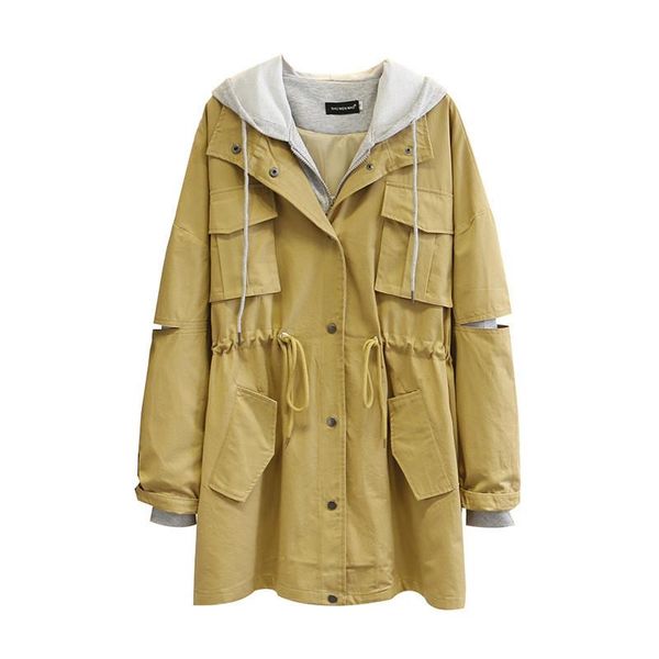 women's trench coats 2021 fashion oversize women fake two pieces hooded spring autumn plus size casual outerwear100kg can wear g910, Tan;black
women's trench coats 2021 fashion oversize women fake two pieces hooded spring autumn plus size casual outerwear100kg can wear g910, Tan;black
