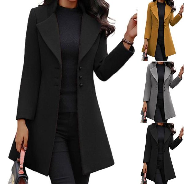 women's wool & blends vicabo fashion casual women lapel solid button woolen coat streetawear jacket slim fit mid length winter overcoa, Black
women's wool & blends vicabo fashion casual women lapel solid button woolen coat streetawear jacket slim fit mid length winter overcoa, Black
