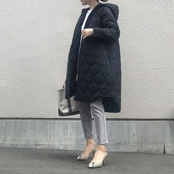 New 2021 Cotton Pad Autumn Winter Leisure Hooded Zipper Long Coat Women's Famous Street Super Jacket N UDE6, Black
New 2021 Cotton Pad Autumn Winter Leisure Hooded Zipper Long Coat Women's Famous Street Super Jacket N UDE6, Black