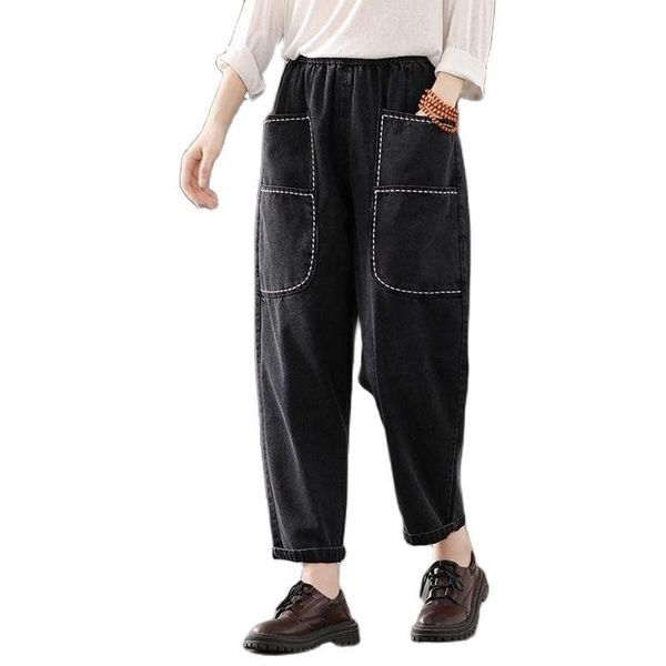 women's jeans baggy cargo pants women pantalon femme safari style wide denim harem plus size loose high waist, Blue
women's jeans baggy cargo pants women pantalon femme safari style wide denim harem plus size loose high waist, Blue