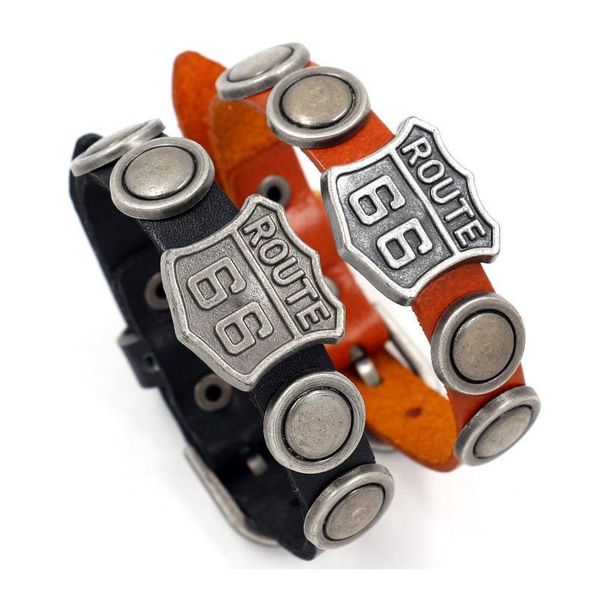 eif dock fashion men's leather bracelet with route 66 road sign motorcycle biker rider black bangles males jewelry jlleii
eif dock fashion men's leather bracelet with route 66 road sign motorcycle biker rider black bangles males jewelry jlleii