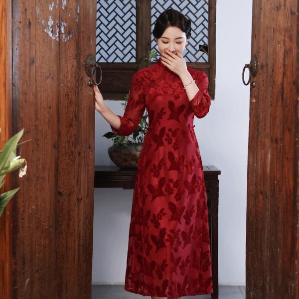 ethnic clothing lace butterfly slim qipao mandarin collar vintage cheongsam women chinese style dress gown plus size 3xl 4xl 5xl vestid, Red
ethnic clothing lace butterfly slim qipao mandarin collar vintage cheongsam women chinese style dress gown plus size 3xl 4xl 5xl vestid, Red
