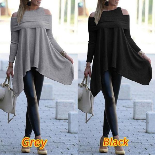 women's t-shirt autumn long sleeve irregular t shirt elegant off the shoulder slim knitted pullovers oversized clothes, White
women's t-shirt autumn long sleeve irregular t shirt elegant off the shoulder slim knitted pullovers oversized clothes, White