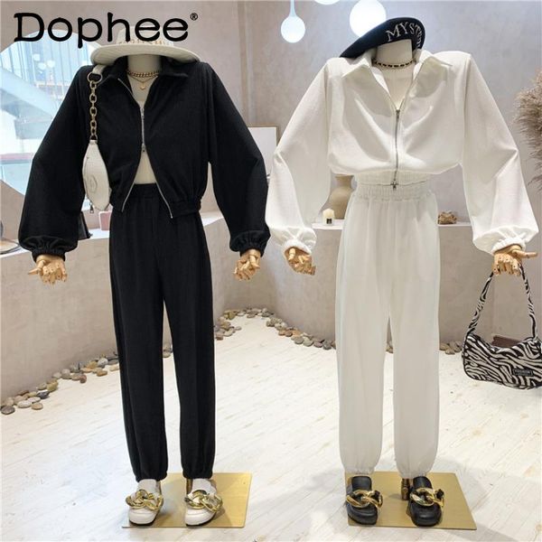 women's two piece pants women tracksuit 2021 early autumn long-sleeve double-headed zipper cardigan high waist ankle-tied casual 2-piec, White
women's two piece pants women tracksuit 2021 early autumn long-sleeve double-headed zipper cardigan high waist ankle-tied casual 2-piec, White