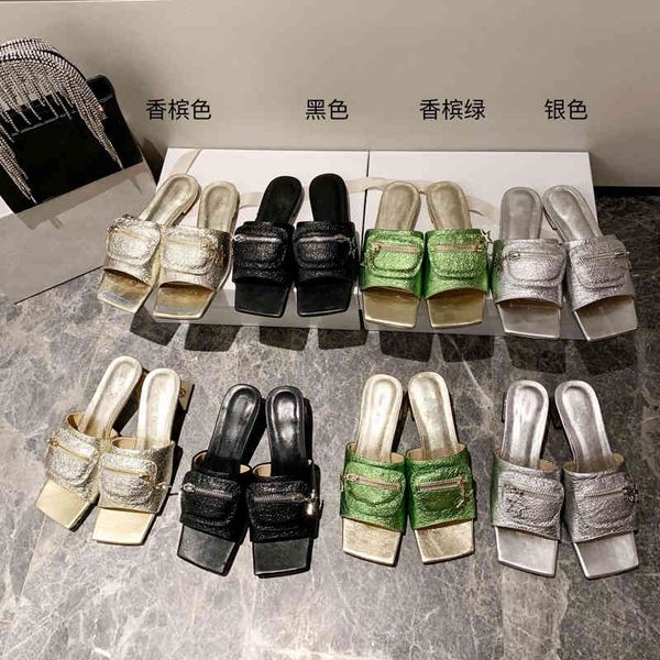 jcs silver high gold edition green crackle cowhide bag metal zipper flat bottom slipper middle heel sandal yw designerss shoes, Black
jcs silver high gold edition green crackle cowhide bag metal zipper flat bottom slipper middle heel sandal yw designerss shoes, Black
