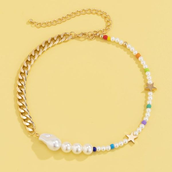 chains ins baroque shaped pearl metal necklace simple personality star rice bead alloy jewelry for women girls gifts party wholesale, Silver
chains ins baroque shaped pearl metal necklace simple personality star rice bead alloy jewelry for women girls gifts party wholesale, Silver