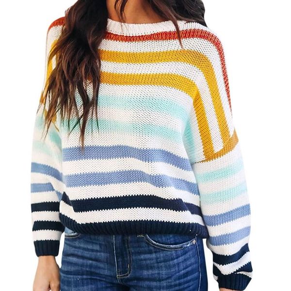women's sweaters oufisun 2021 autumn color striped knitting loose casual sweater fashion o-neck long sleeve pullover ladies, White;black
women's sweaters oufisun 2021 autumn color striped knitting loose casual sweater fashion o-neck long sleeve pullover ladies, White;black