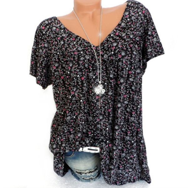 2021 new women casual blouse v neck short sleeve shirt summer print blouses plus c6bq, Black
2021 new women casual blouse v neck short sleeve shirt summer print blouses plus c6bq, Black