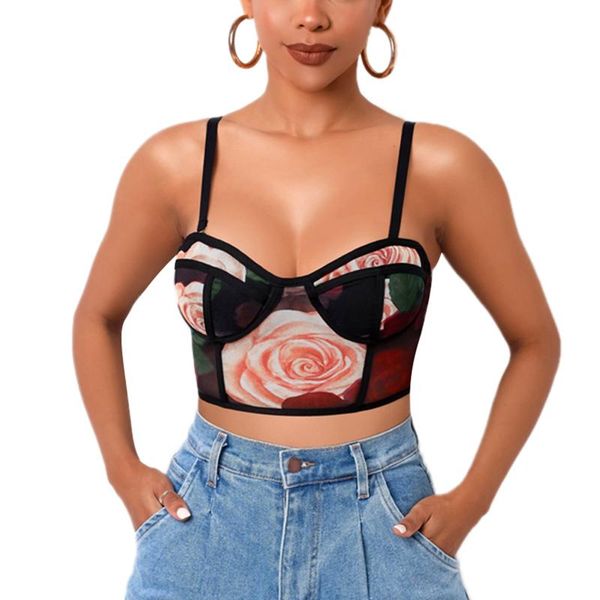 women's tanks & camis women\u2021s fashion rose print camisole summer v-neck backless exposed navel suspender, White
women's tanks & camis women\u2021s fashion rose print camisole summer v-neck backless exposed navel suspender, White