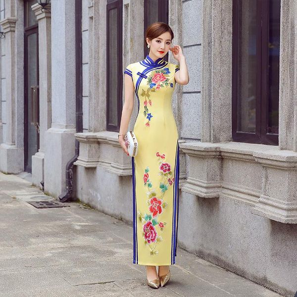 xs-3xl yellow sweet floral appliques elegant cheongsam women exquisite novelty qipao slim chinese temperament long dress ethnic clothin, Red
xs-3xl yellow sweet floral appliques elegant cheongsam women exquisite novelty qipao slim chinese temperament long dress ethnic clothin, Red
