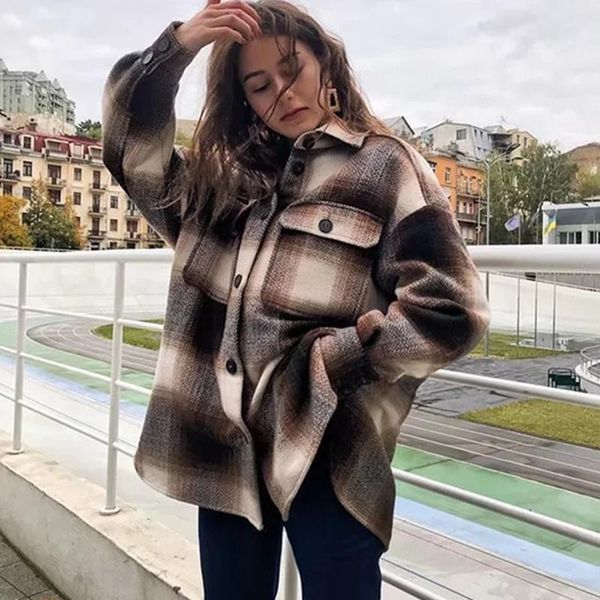 women's blouses & shirts ladies plaid loose retro mid-length wool shirt soft and thick single breasted double pocket jacket high qualit, White
women's blouses & shirts ladies plaid loose retro mid-length wool shirt soft and thick single breasted double pocket jacket high qualit, White