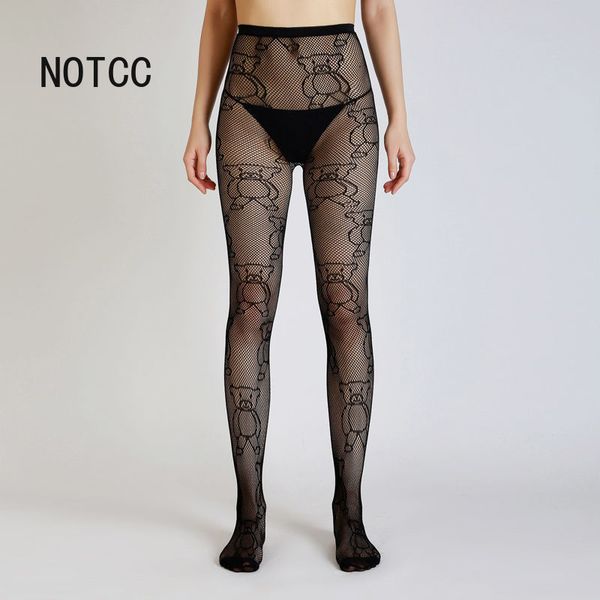 black fishnet tights women bear fish net pantyhose good stretchy, Black;white