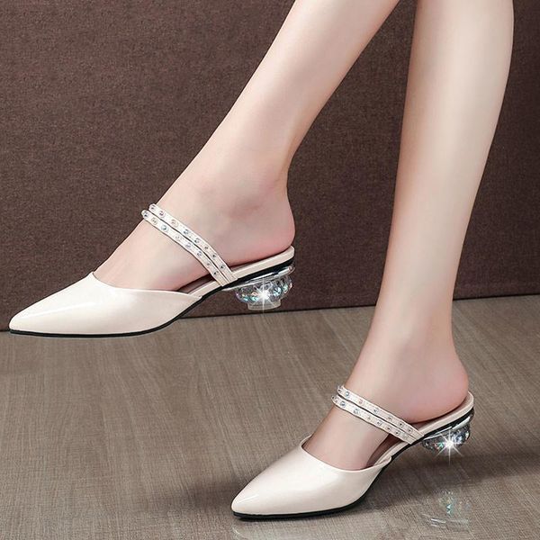 slippers pu leather rhinestone slides solid pointed low-heeled non-slip office shoes summer casual outdoor womens mules, Black
slippers pu leather rhinestone slides solid pointed low-heeled non-slip office shoes summer casual outdoor womens mules, Black