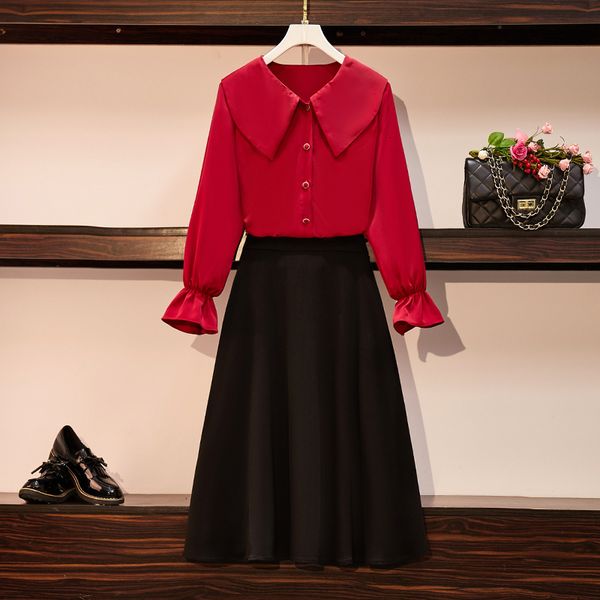 Plus Female Size Elegant Autumn Woman's Suit Upper Red Shirt and Black Skirt Set of Two 2021 Smart Office Pieces Great Fall Clothing Xhe9, Black;gray
Plus Female Size Elegant Autumn Woman's Suit Upper Red Shirt and Black Skirt Set of Two 2021 Smart Office Pieces Great Fall Clothing Xhe9, Black;gray