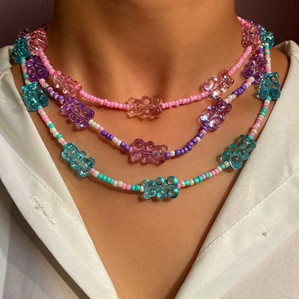 chokers rainbow color beads gummy resin bear necklaces for women korean girls handmade cartoon beaded necklace trendy party jewelry, Golden;silver
chokers rainbow color beads gummy resin bear necklaces for women korean girls handmade cartoon beaded necklace trendy party jewelry, Golden;silver