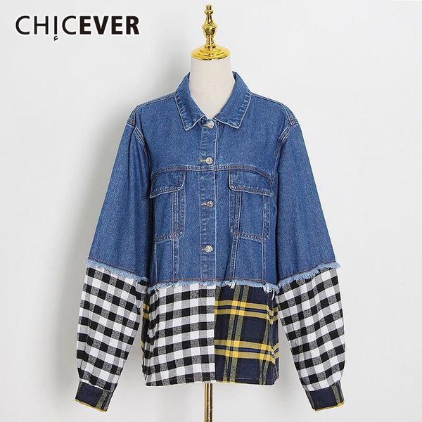 women's jackets chicever blue plaid for women patchwork hit color lapel collar big size loose casual denim coat 2021 autumn clothes tid, Black;brown
women's jackets chicever blue plaid for women patchwork hit color lapel collar big size loose casual denim coat 2021 autumn clothes tid, Black;brown