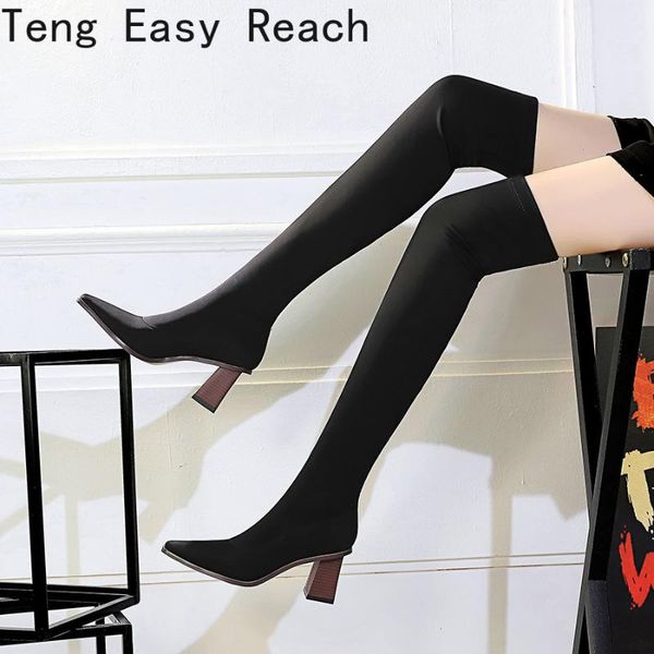 boots 2022 women over the knee high slip on winter shoes thin heel pointed toe all match boot long thigh sock botas, Black
boots 2022 women over the knee high slip on winter shoes thin heel pointed toe all match boot long thigh sock botas, Black