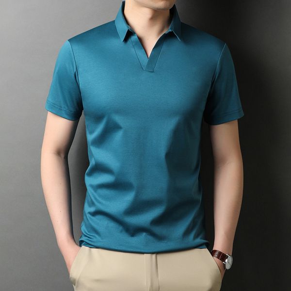 High quality Pima cotton men's polo shirt, lightweight short sve round neck T-shirt, casual, white, summer, 2021, White;black 
High quality Pima cotton men's polo shirt, lightweight short sve round neck T-shirt, casual, white, summer, 2021, White;black