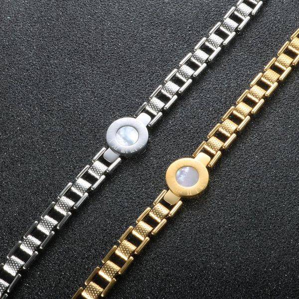 link, chain fashion white shell roman numeral strap bracelet bangle stainless steel watch bracelets wrist fine jewelry gifts, Black
link, chain fashion white shell roman numeral strap bracelet bangle stainless steel watch bracelets wrist fine jewelry gifts, Black
