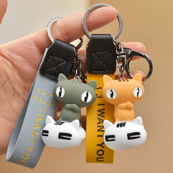 cartoon resin cat kitten leather rope pendant men's and women's general car key chain a1, Silver
cartoon resin cat kitten leather rope pendant men's and women's general car key chain a1, Silver