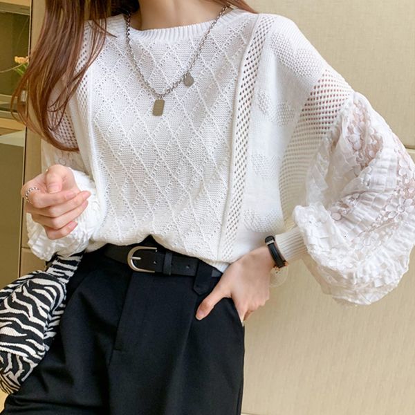 2021 sweet white hollow out sweater autumn lantern long sleeve lace patchwork pullover female loose knitted jumper fashion qdb5, White;black
2021 sweet white hollow out sweater autumn lantern long sleeve lace patchwork pullover female loose knitted jumper fashion qdb5, White;black