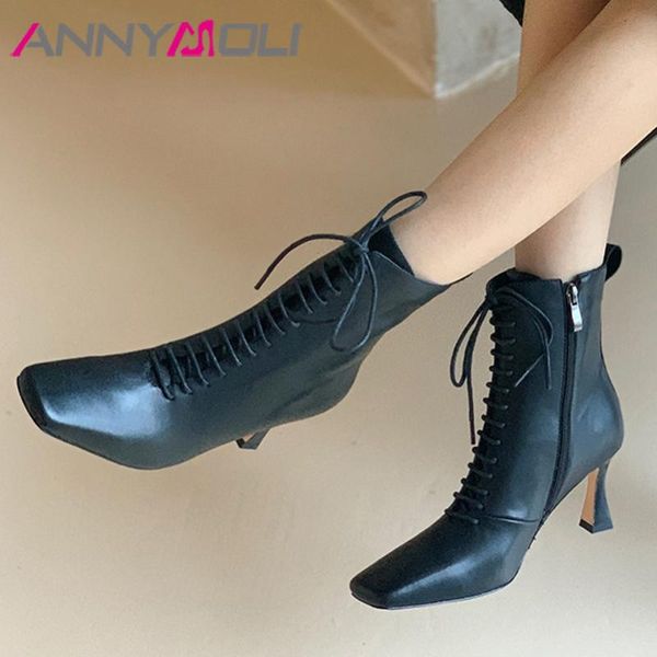 boots annymoli real leather high heel short women shoes zip lace up square toe thin heels ankle autumn winter apricot 40, Black
boots annymoli real leather high heel short women shoes zip lace up square toe thin heels ankle autumn winter apricot 40, Black