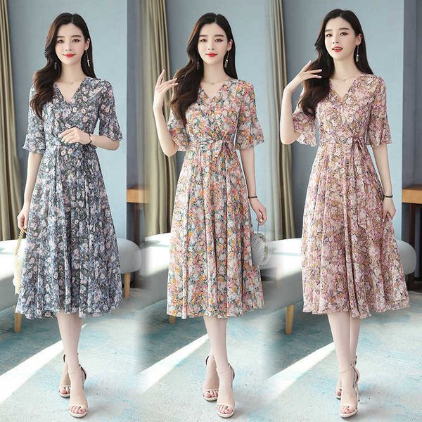 french chiffon drs women's summer 2021 sweet age reduction show thin temperament small flowers, Black;gray
french chiffon drs women's summer 2021 sweet age reduction show thin temperament small flowers, Black;gray