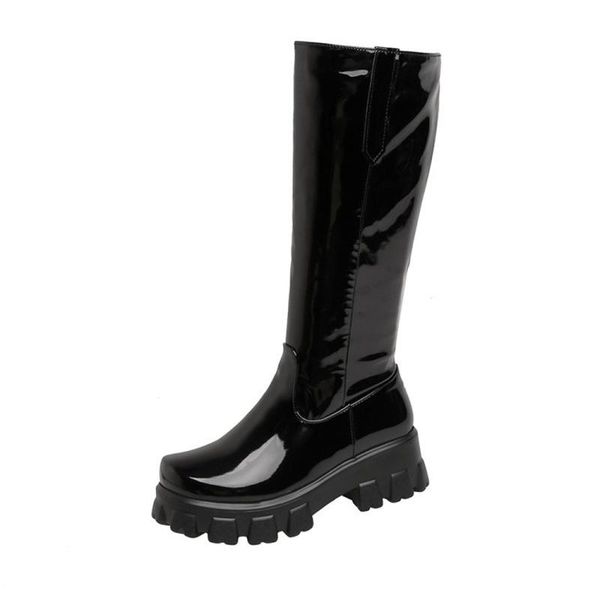 boots patent leather thick soled women's autumn and winter bright face high tube big size, Black
boots patent leather thick soled women's autumn and winter bright face high tube big size, Black