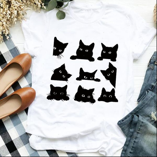 women lady t shirt cat face cartoon cute funny style fashion print tee for womens clothes tshirt female graphic, White
women lady t shirt cat face cartoon cute funny style fashion print tee for womens clothes tshirt female graphic, White