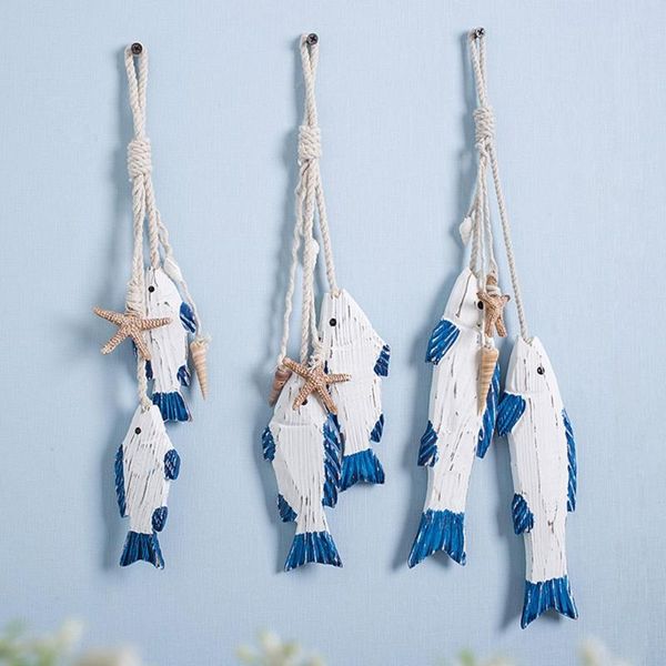 decorative objects & figurines nautical decor wooden fish coastal hand carved wall hanging door room garden home bedroom living creative dec
