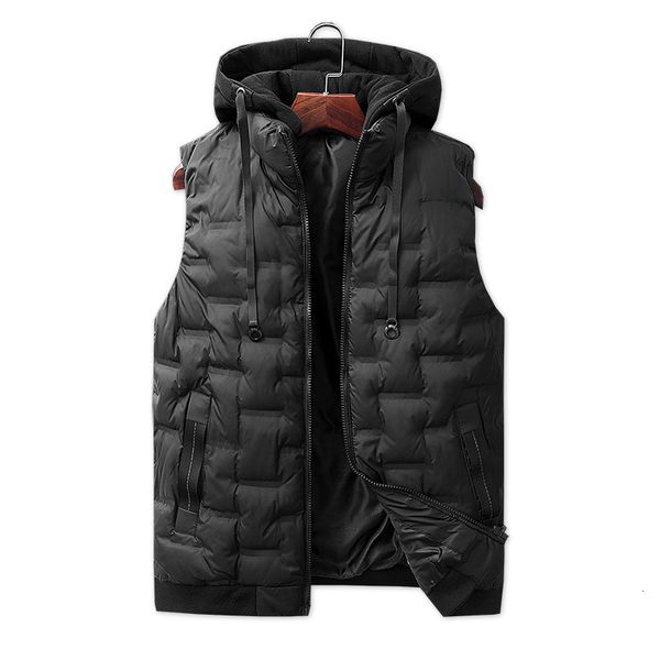 autumn and winter men's hooded solid color slim down cotton linen large casual vest, Black;white
autumn and winter men's hooded solid color slim down cotton linen large casual vest, Black;white